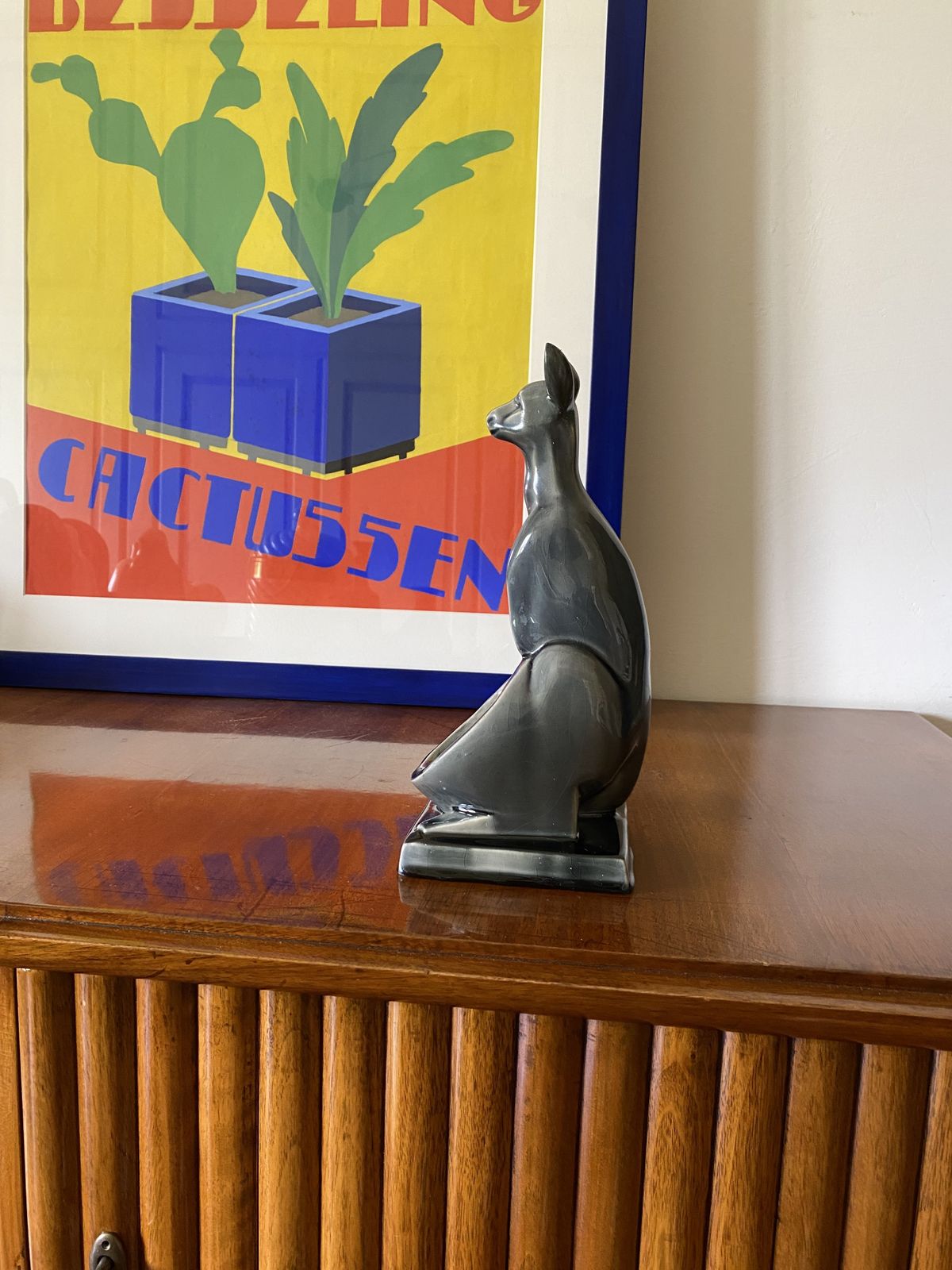 Art Deco Kangaroo Ceramic Vide Poche, Aladin France 1940s photo Home Decor