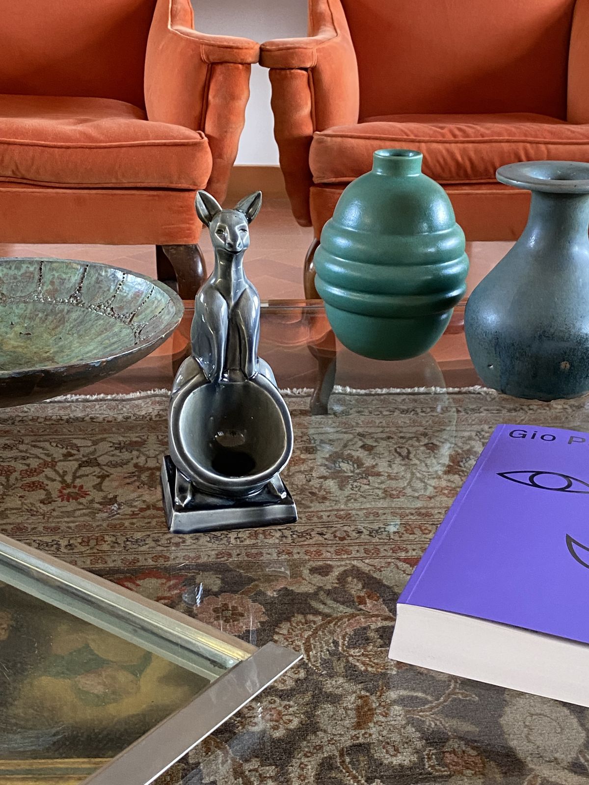 photo for sale Art Deco Kangaroo Ceramic Vide Poche, Aladin France 1940s