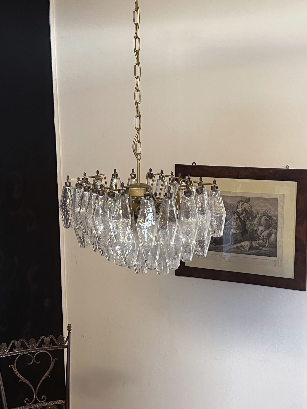 photo buy Elegant Murano Poliedri Chandelier   Carlo Scarpa   Trasparent Glasses