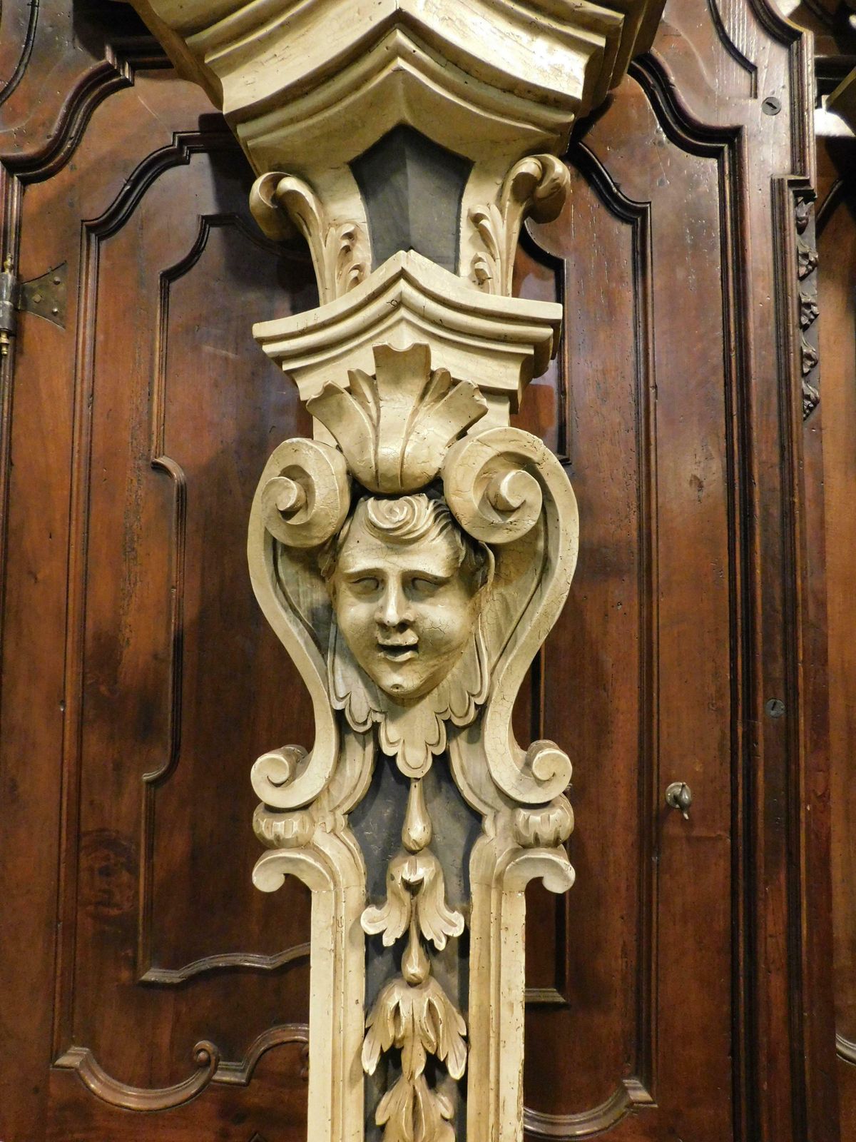 Pair Of Carved Column Pilasters, Richly Carved And Lacquered, Italy photo 7854.0