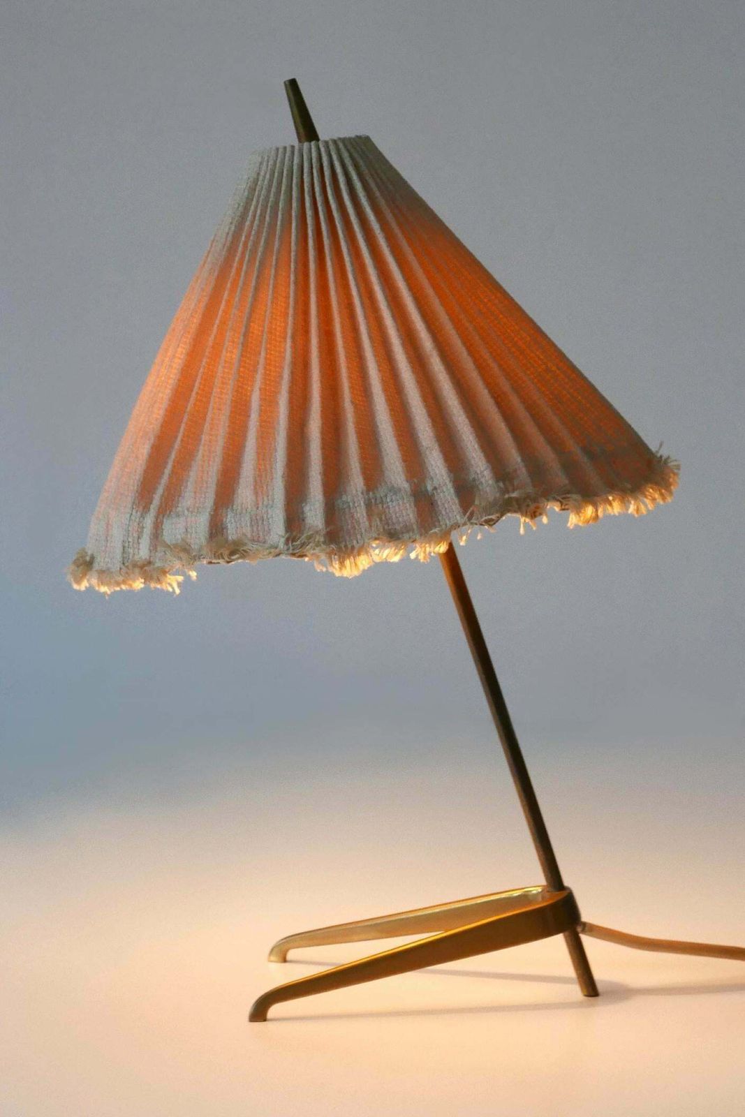 Rare Mid Century Modern Brass Crowfoot Table Lamp By J.T. Kalmar Austria 1950s photo furniture
