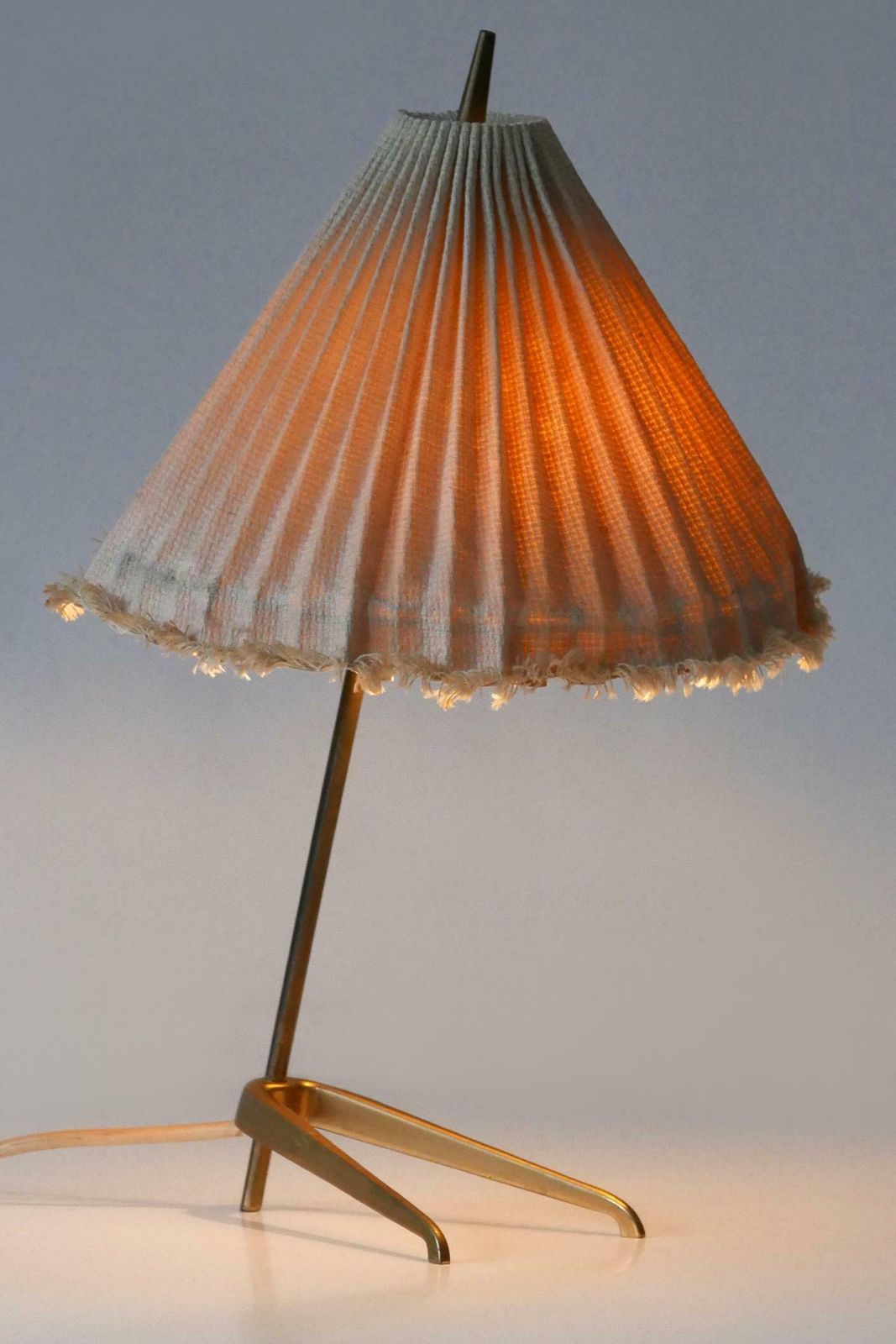 photo buy Rare Mid Century Modern Brass Crowfoot Table Lamp By J.T. Kalmar Austria 1950s
