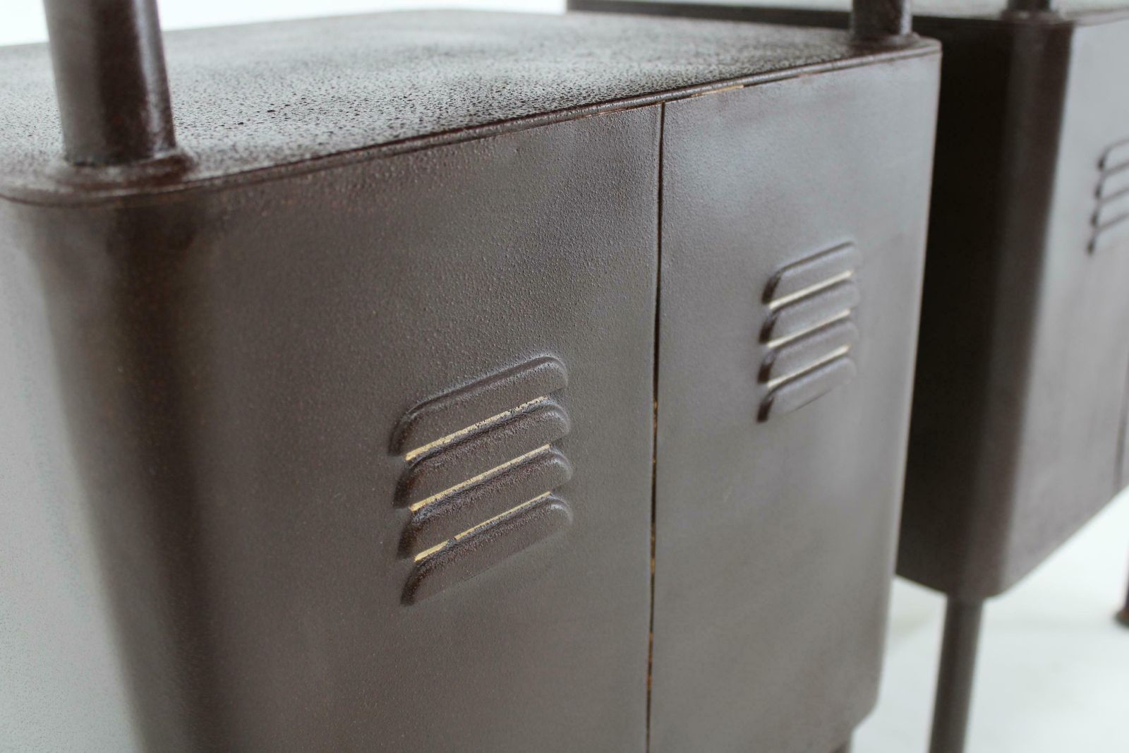 photo furniture 1940s Pair Of Industrial Nightstands With Pull Out Table, Czechoslovakia