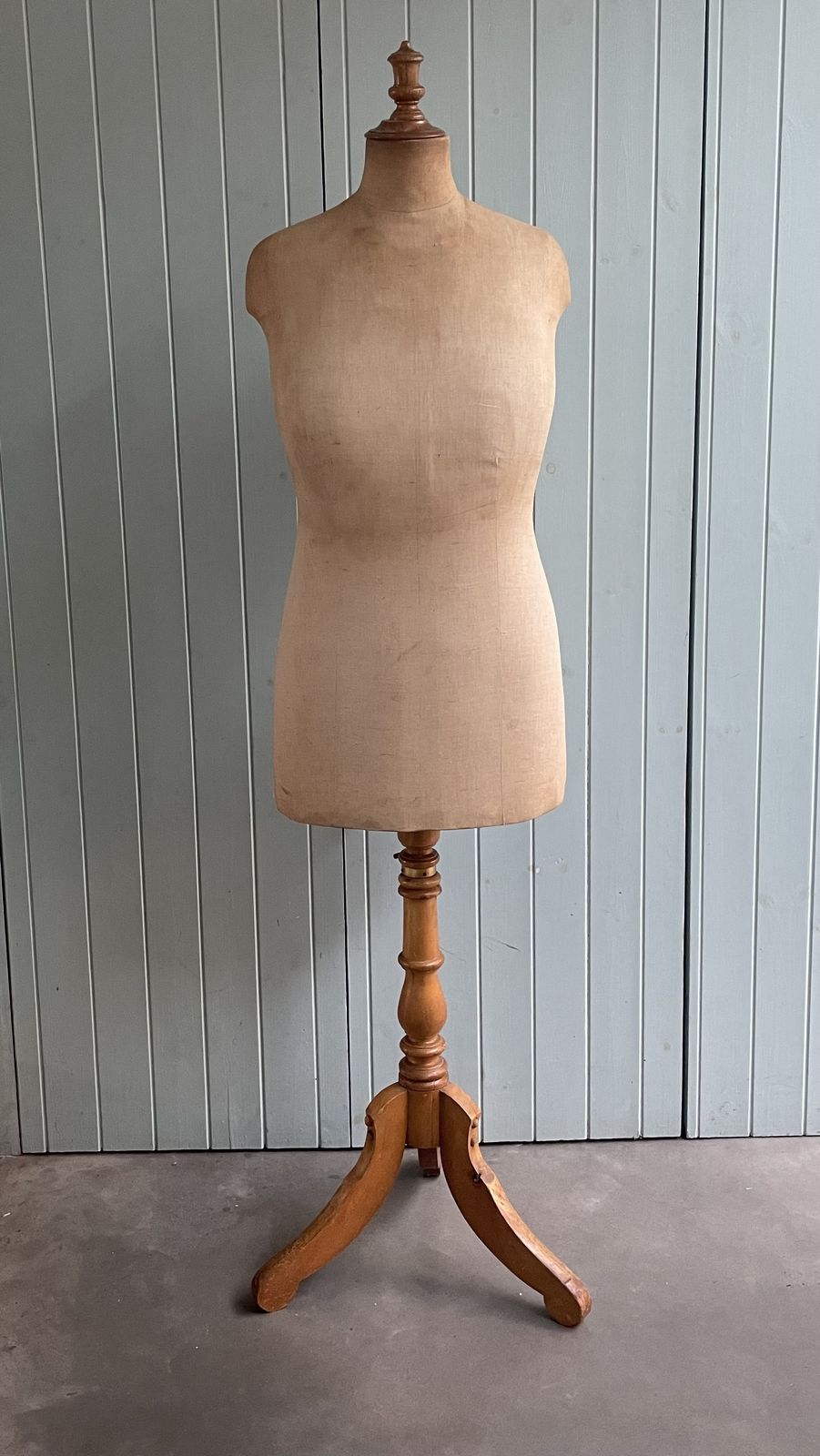Vintage English Mid Century Linen And Pine Mannequin