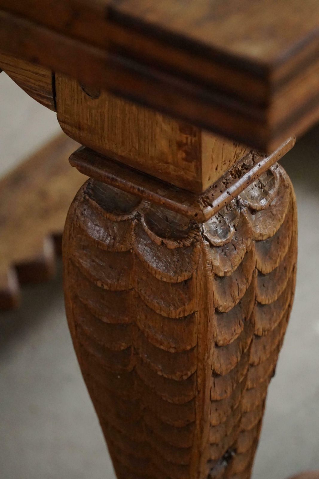 5566.0 Antique Baroque Dining / Desk Table In Oak, Danish Cabinetmaker, 19th Century photo