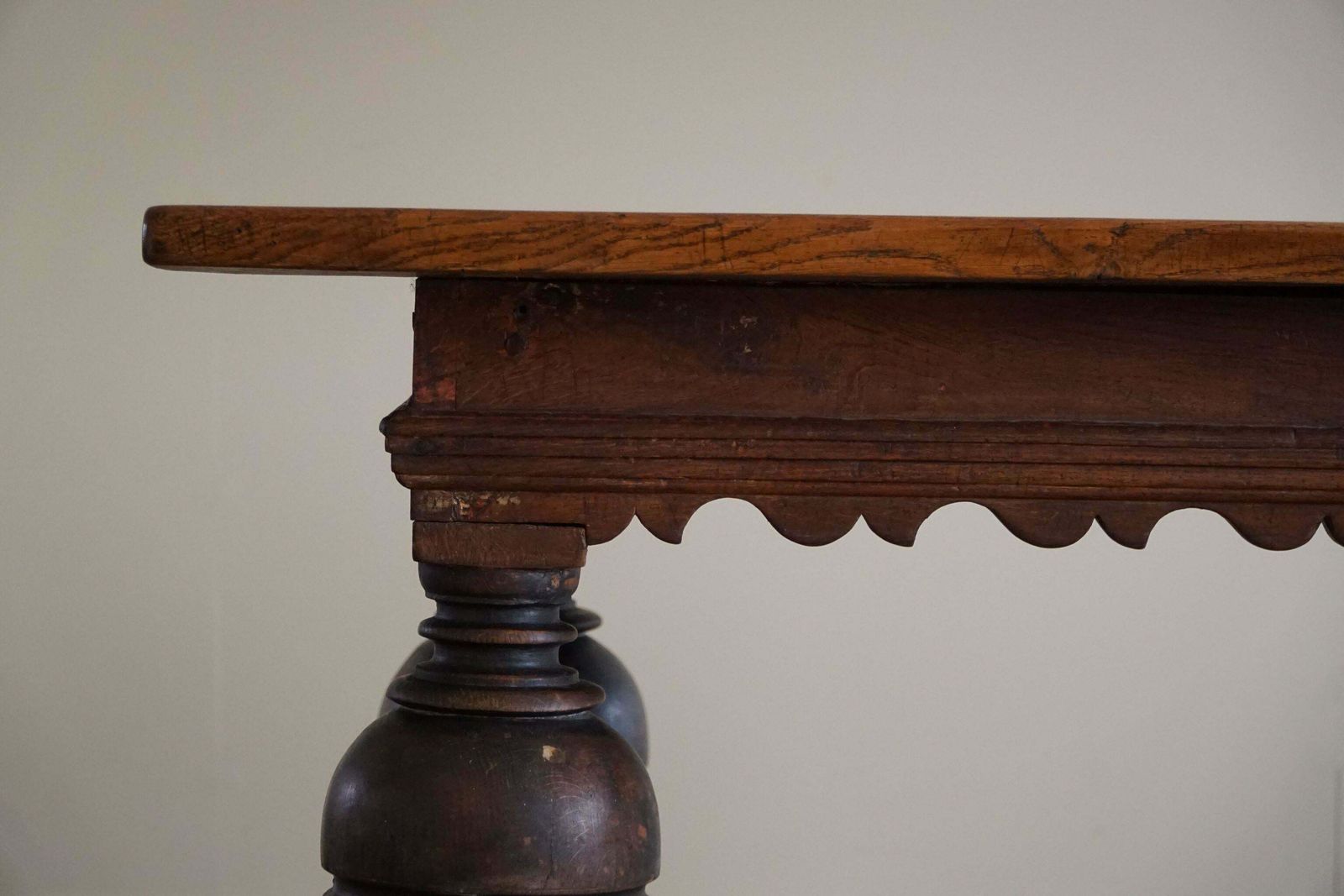 19th Century Antique Baroque Dining / Desk Table In Oak, Danish Cabinetmaker photo vintage