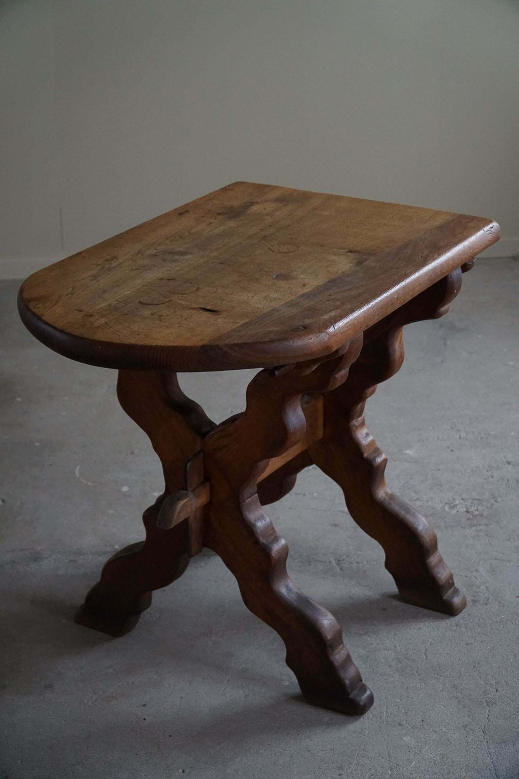 Mid Century Wooden Brutalist Desk In Solid Oak, Made In France, 1950s photo 1310.0