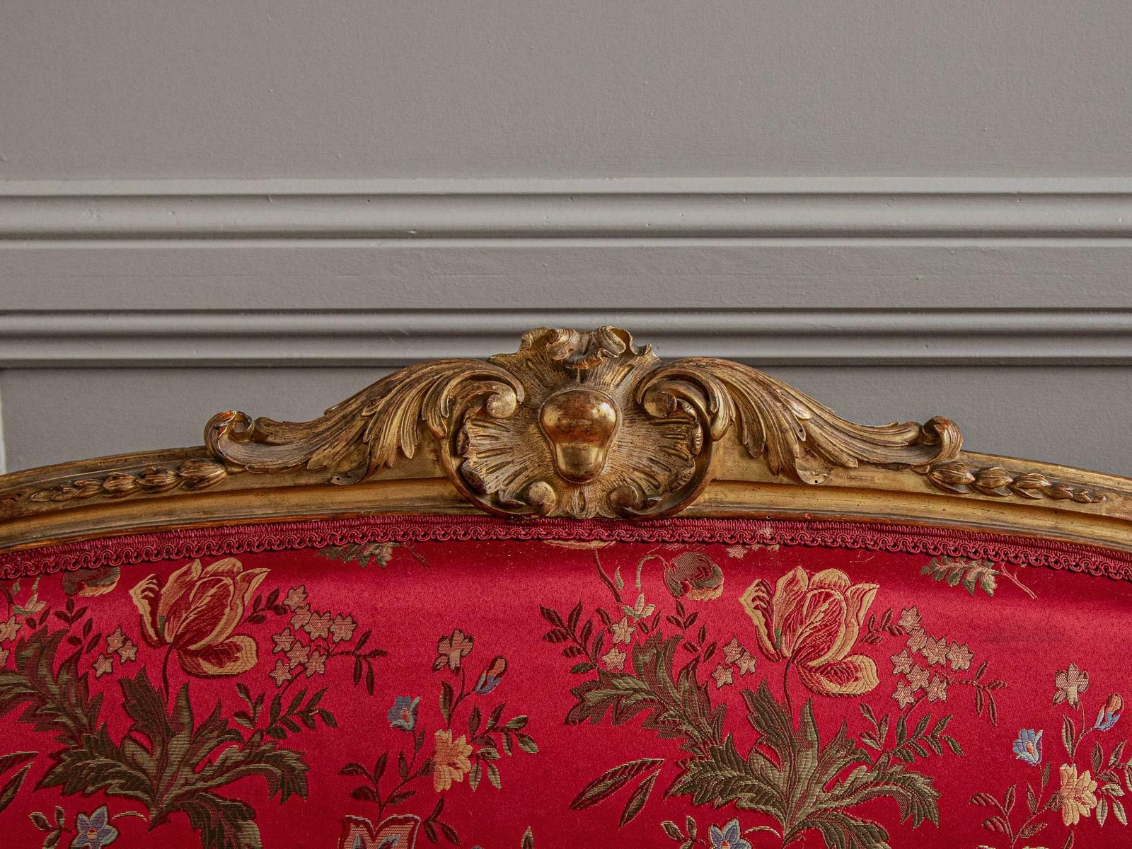 Circa 1880 Italian Large Gilt Wood Lxv Style Confidente Sofa photo buy