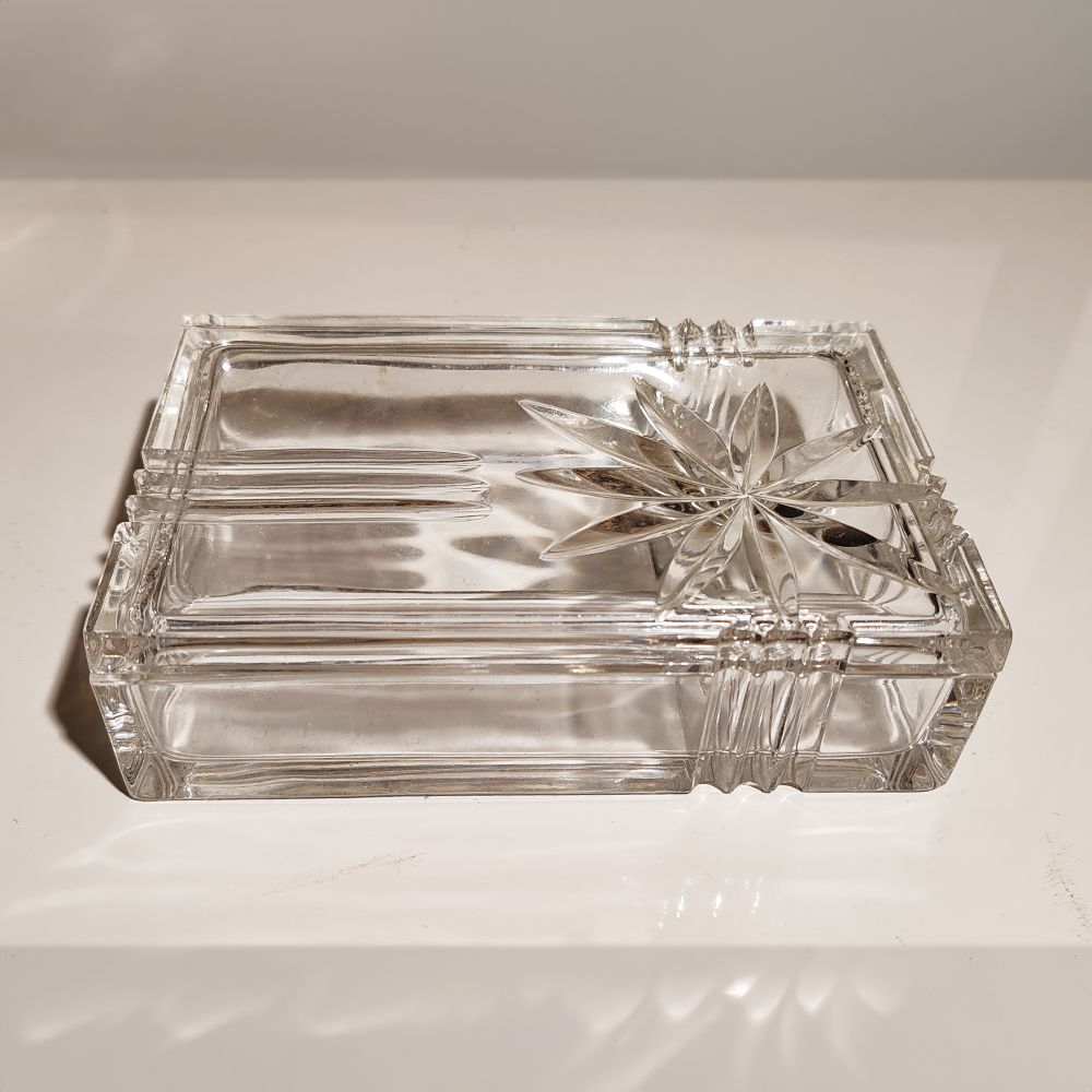Vintage Crystal Smoking Set "Palms" By Kristall Krisla. Made In Italy, 1970s photo vinterior