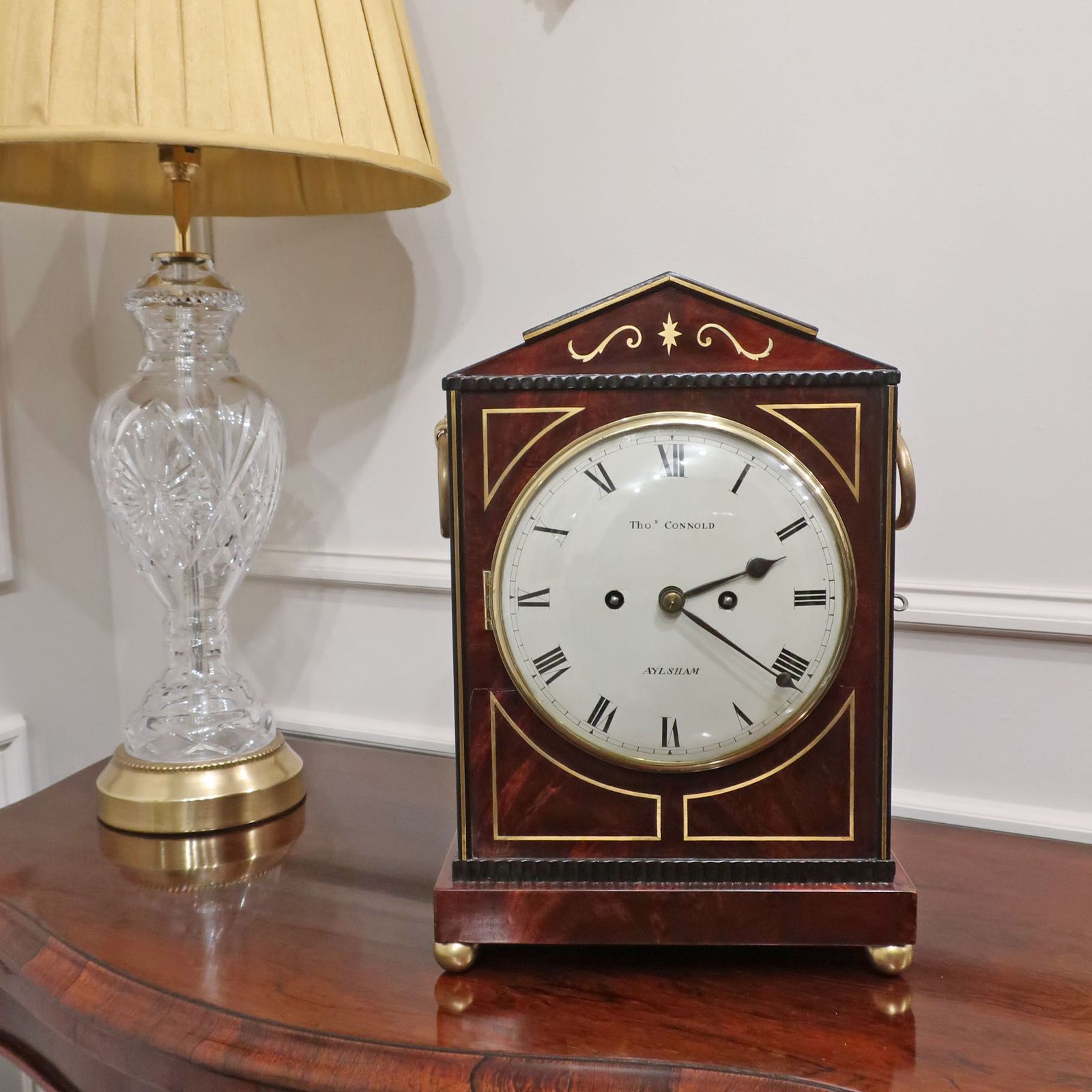 Regency Mahogany And Brass Inlaid Bracket Clock By Thomas Connold photo for sale