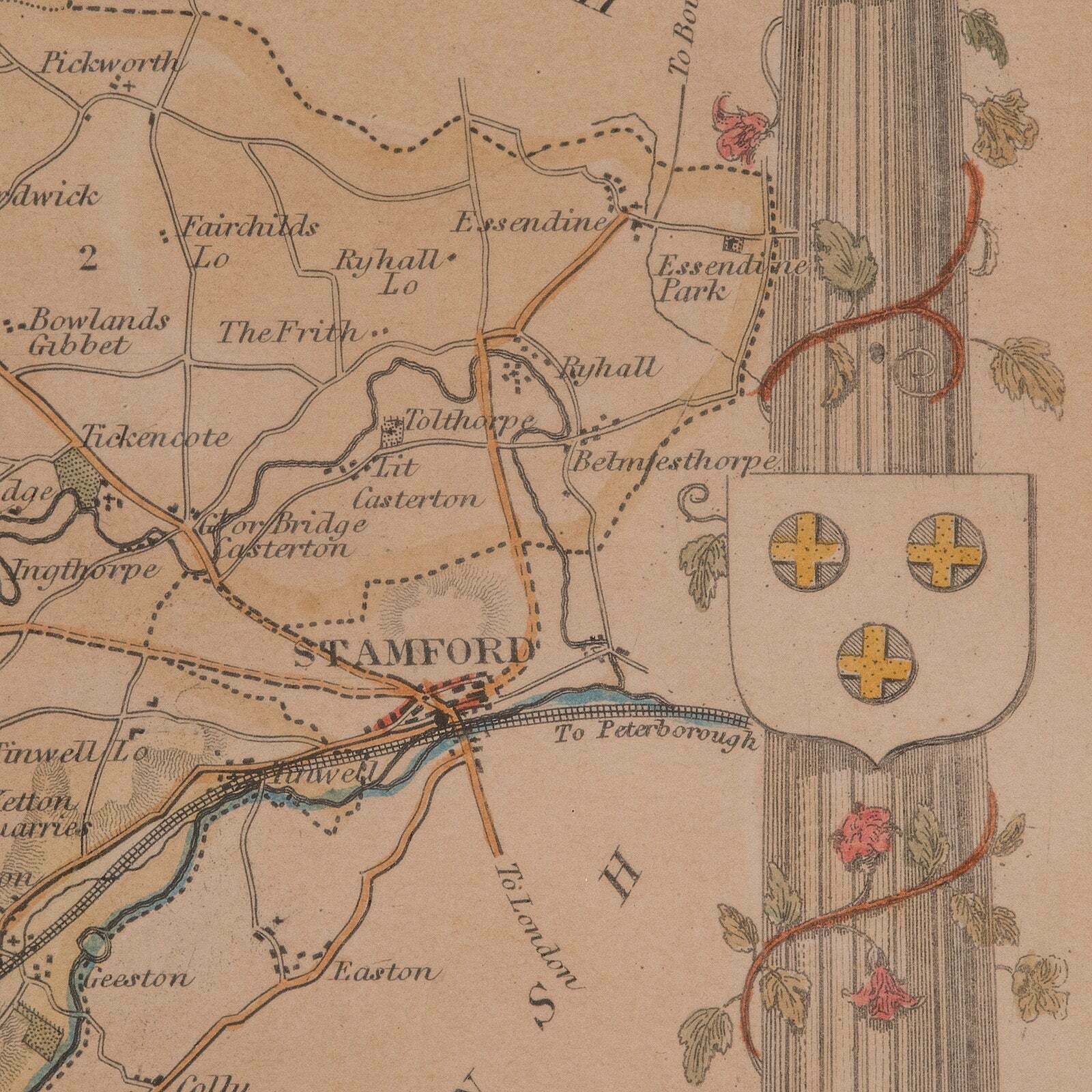 295.0 Antique County Map, Rutlandshire, English, Framed, Cartography, Victorian, 1860 photo