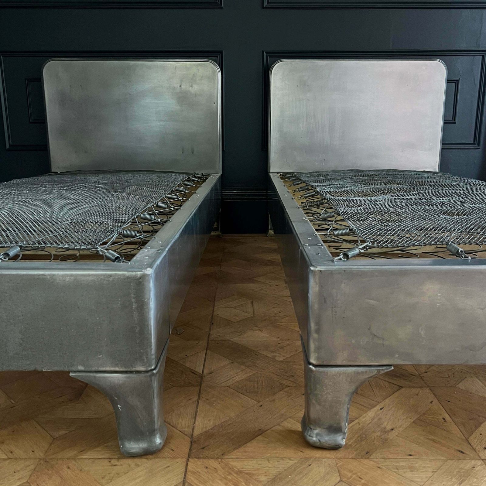 Vintage Industrial Floton Polished Aluminium Beds