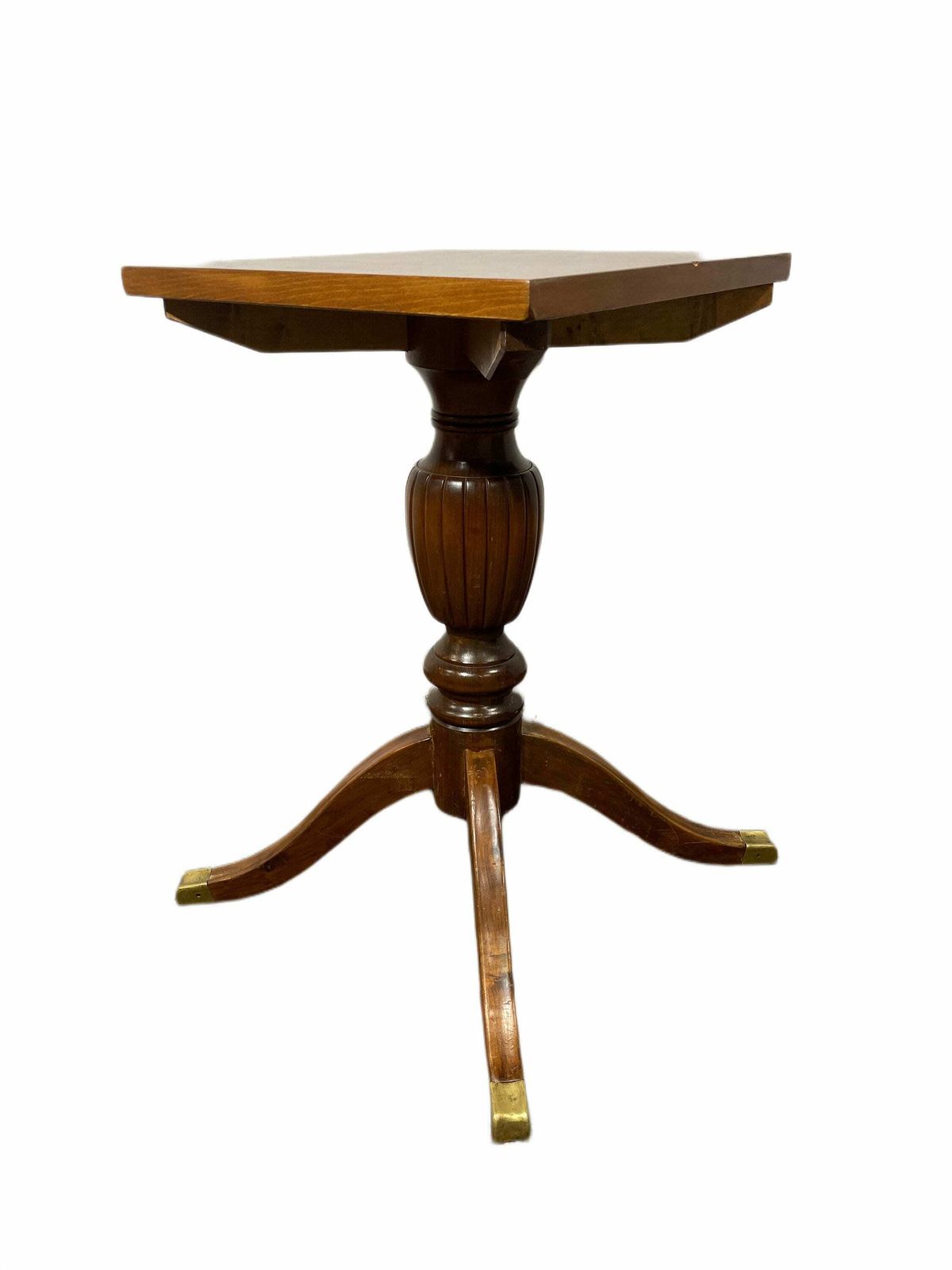 Vintage Solid Wood Round Pedestal Side Table, Antique Furniture, Antique Sidetable, Vintage Furniture,Made In Italy