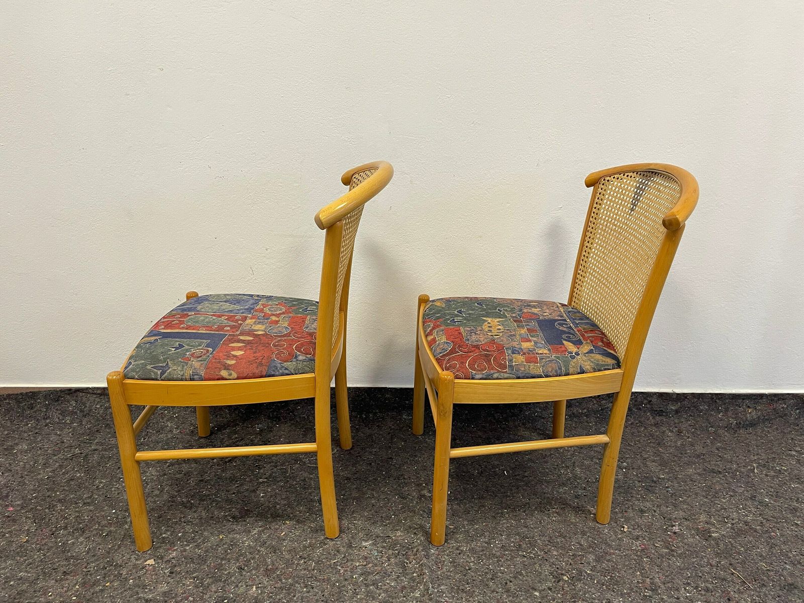 1 Of 2 Cane Chairs / Wood Dining Chairs/ Rattan Dining Chairs / Kitchen Dining Chairs / Postmodern Style Chair / 80s / Boho Furniture photo 140.0