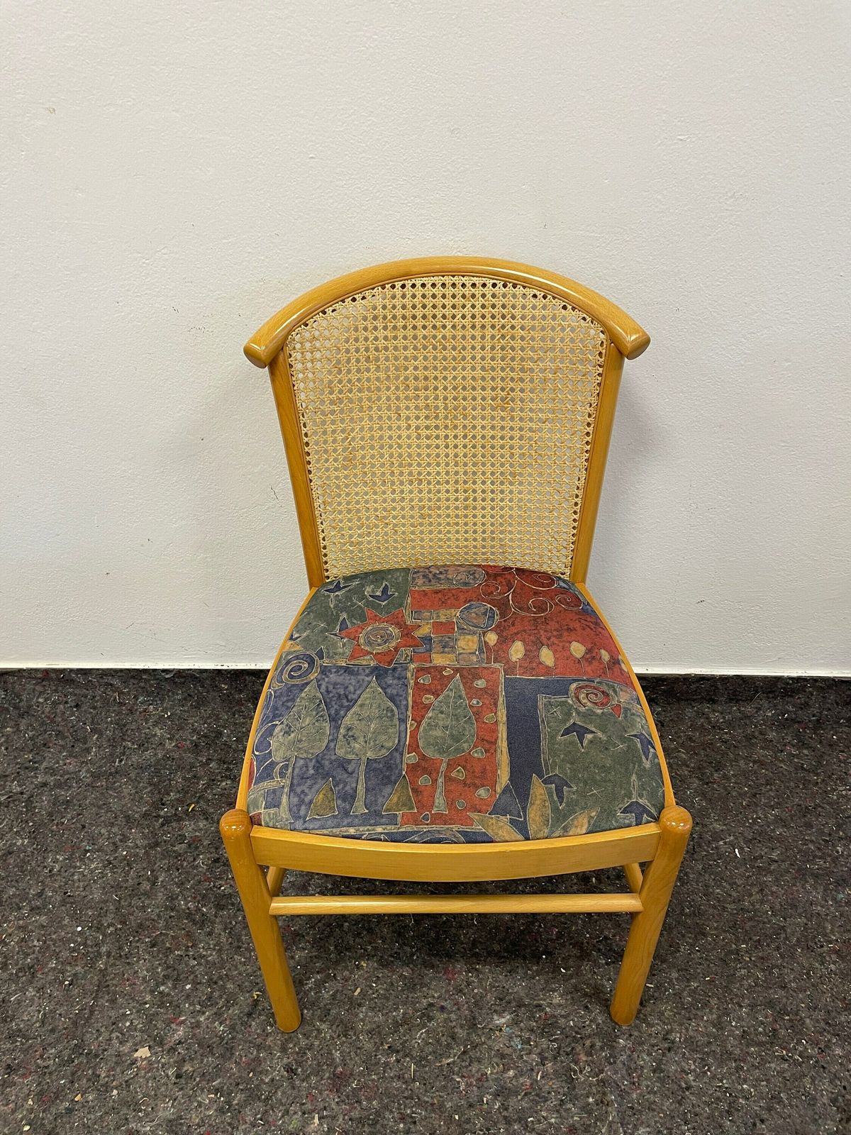 1 Of 2 Cane Chairs / Wood Dining Chairs/ Rattan Dining Chairs / Kitchen Dining Chairs / Postmodern Style Chair / 80s / Boho Furniture photo vinterior