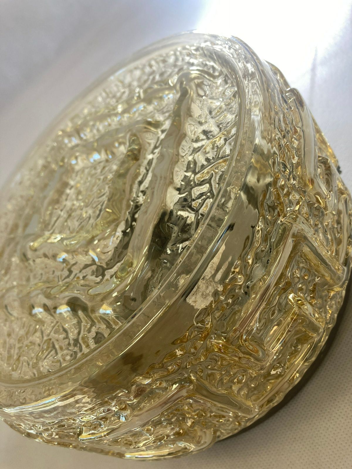 Vintage Yellow Glass Ceiling Lamp Retro / Made In Yugoslavia/ Vintage Ceiling Light / Vintage Wall Lamp / Glass Lamp photo buy