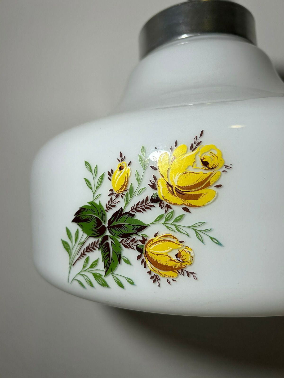 Vintage Glass Pendant Lamp / Vintage Decor / Vintage Furnier / Mid Century Modern / Unique Glass Chandelier Glass Pendant Lamp White Yellow photo for sale