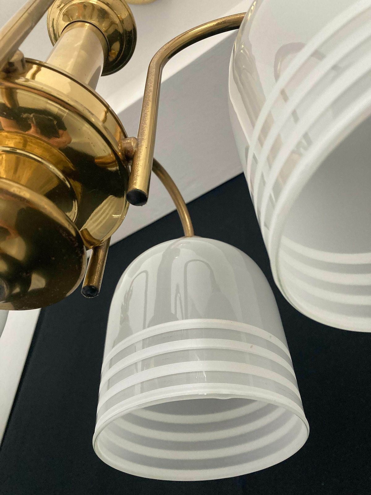 Sputnik Pendant Lamp /Atomic Mid Century Modern/Chandelier Brass And Glass / Capsule 5 Arm Pendant Lamp/ Yugoslavia 60s / Hollywood Regency photo vinterior