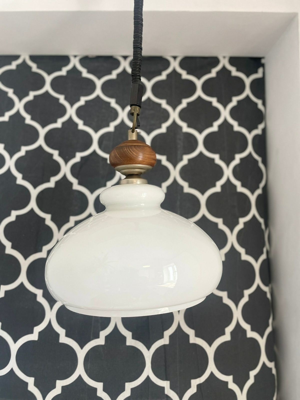 Vintage Glass Pendant Lamp / Vintage Decor/ Vintage Furnier/ Mid Century Modern / Unique Glass Chandelier Glass Pendant Lamp / 1960s photo 129.0