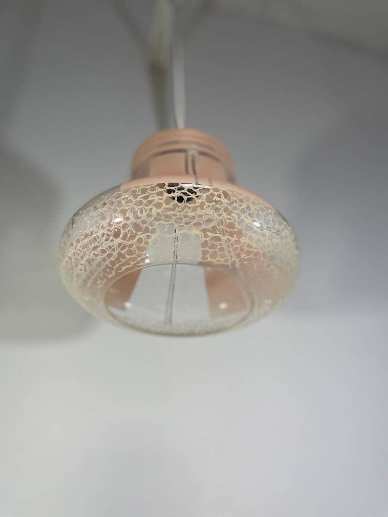 Vintage Rose Pendant Lamp / 70s Pendant Lamp / Vintage Ceiling Lamp / Retro Pendant Lamp Rose / 70s Clear Lamp/Retro / Retro Decor photo 192.0