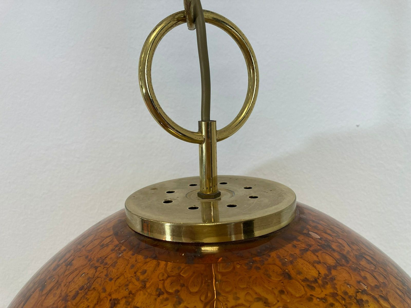 Vintage Richard Essig Glass Lamp & Brass 3 Socket Pendant Lamp 1960s Germany /Vintage Hollywood Regency/Vintage Brass Lamp / Designer Lamp photo buy