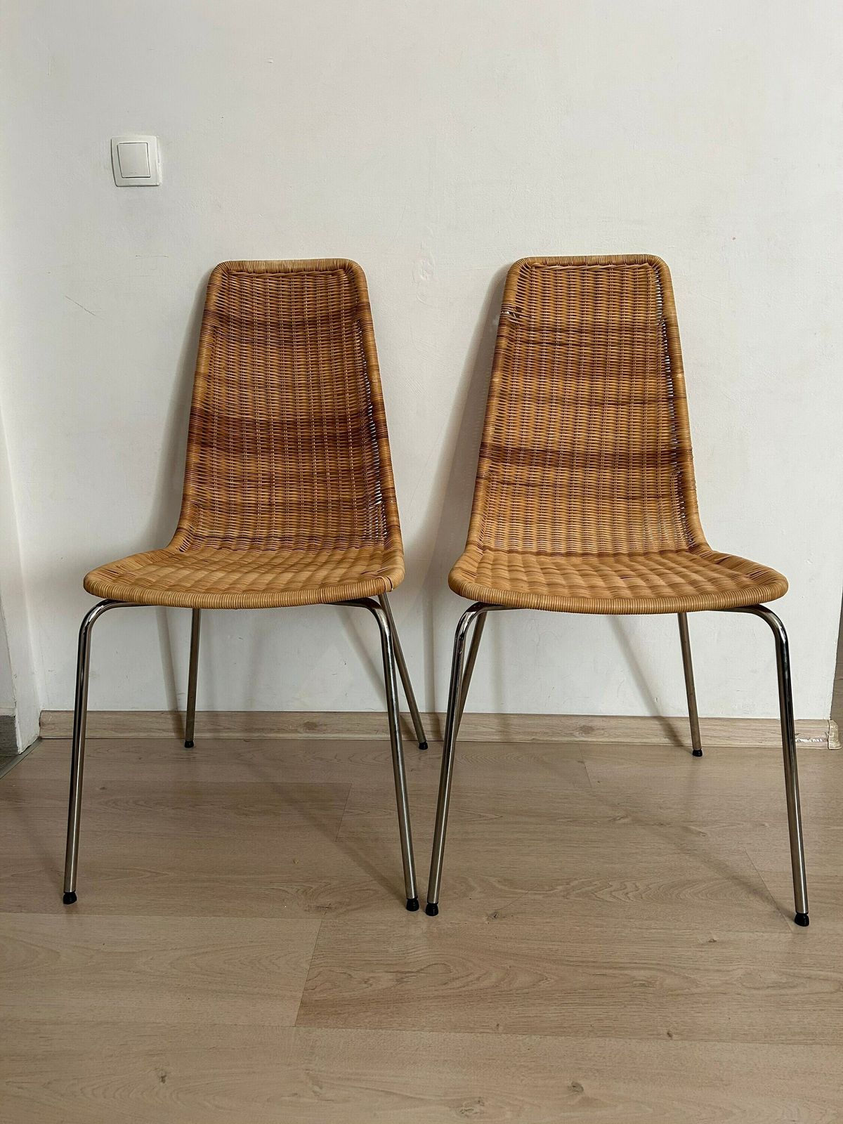 1 Of 2 Vintage Dining Chair/ Wood Cane Rafia  Boho Style Vintage Italy Mcm Cane Chair/Boho Chairs
