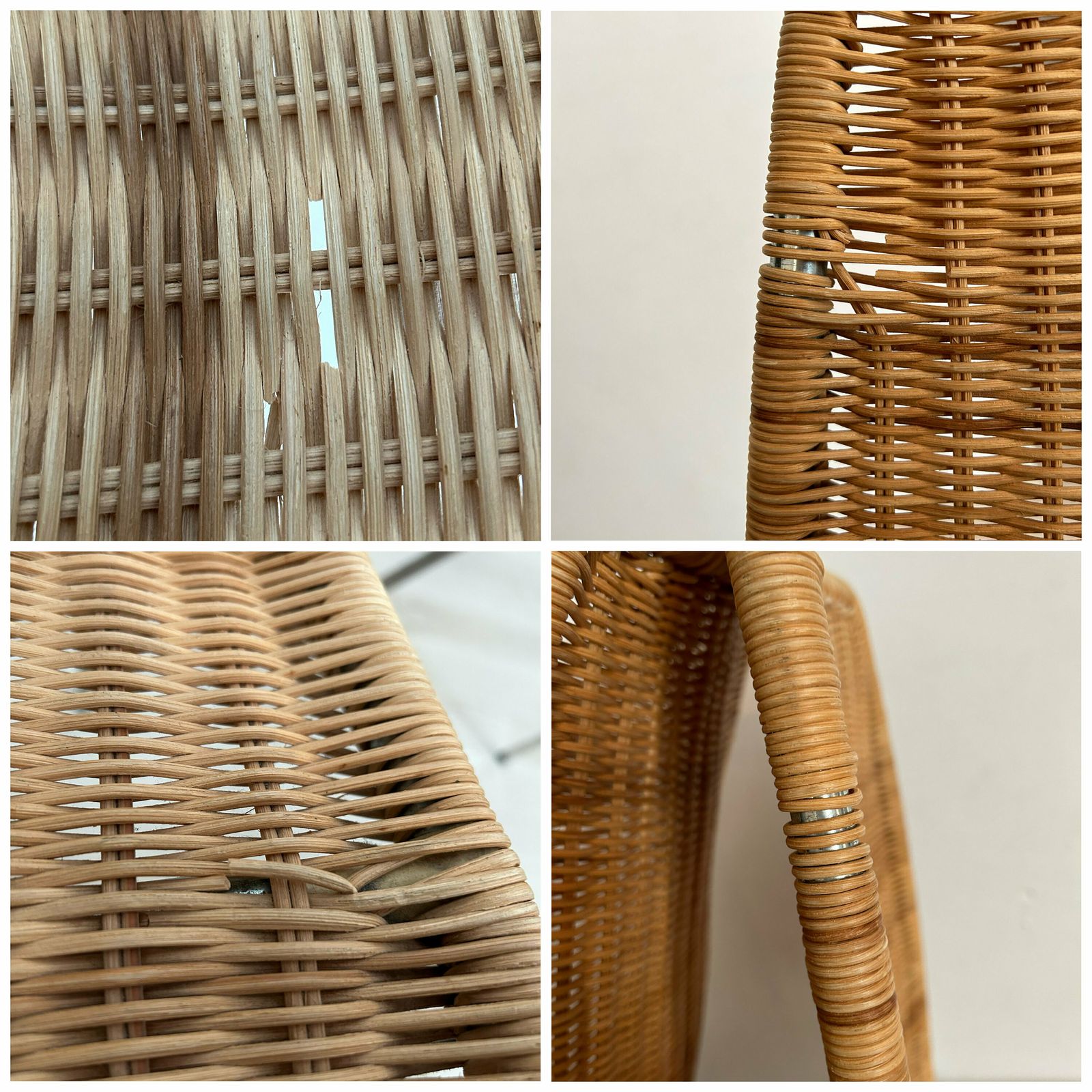 1 Of 2 Vintage Dining Chair/ Wood Cane Rafia  Boho Style Vintage Italy Mcm Cane Chair/Boho Chairs photo vintage