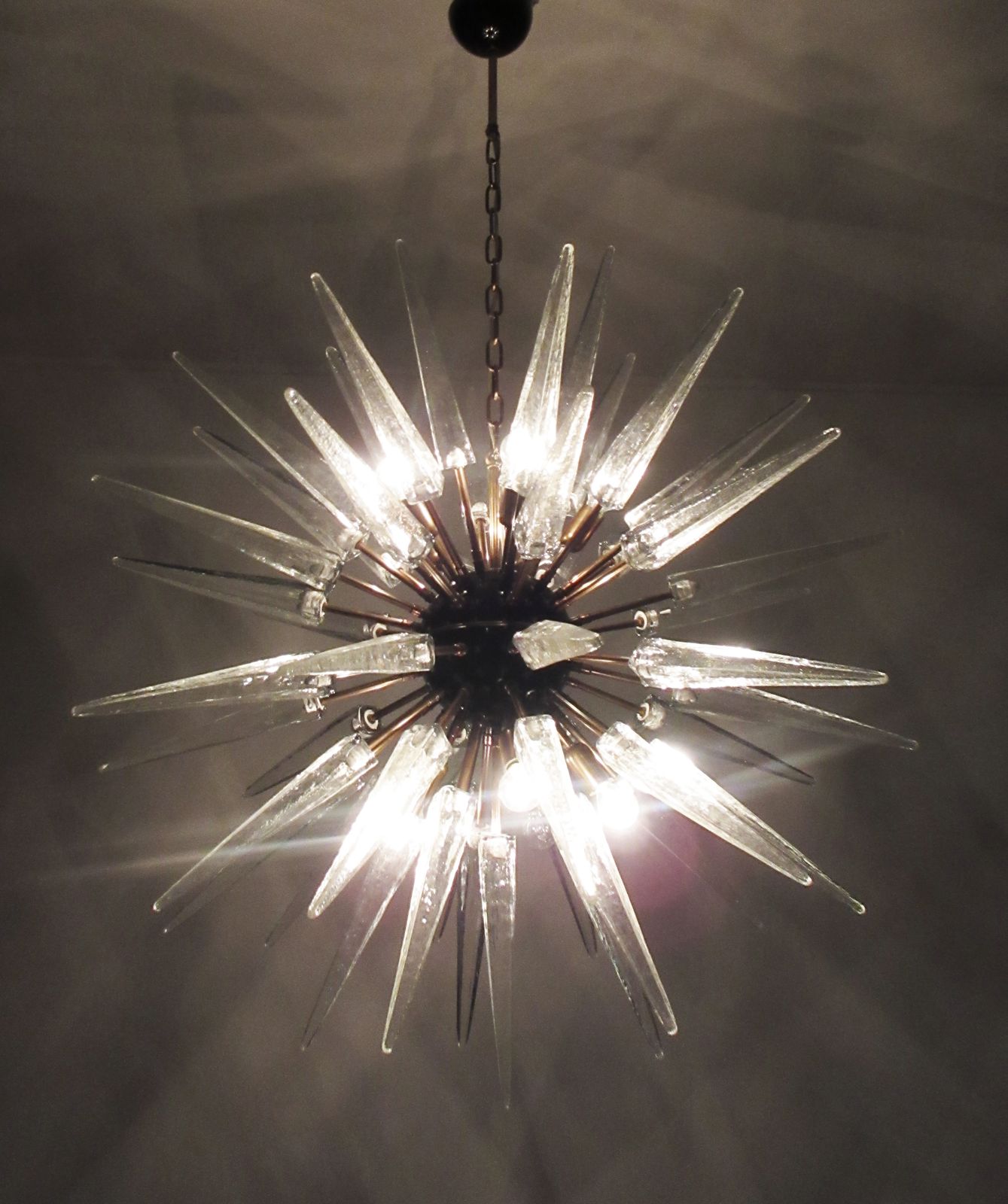 photo for sale Exceptional Murano Trasparent Glass Sputnik Chandelier   51 Glasses