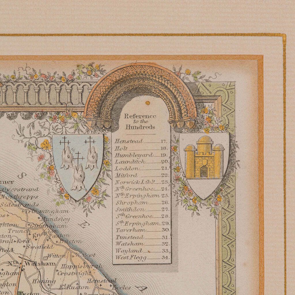 photo furniture Antique County Map, Norfolk, English, Framed Lithography, Cartography, Victorian