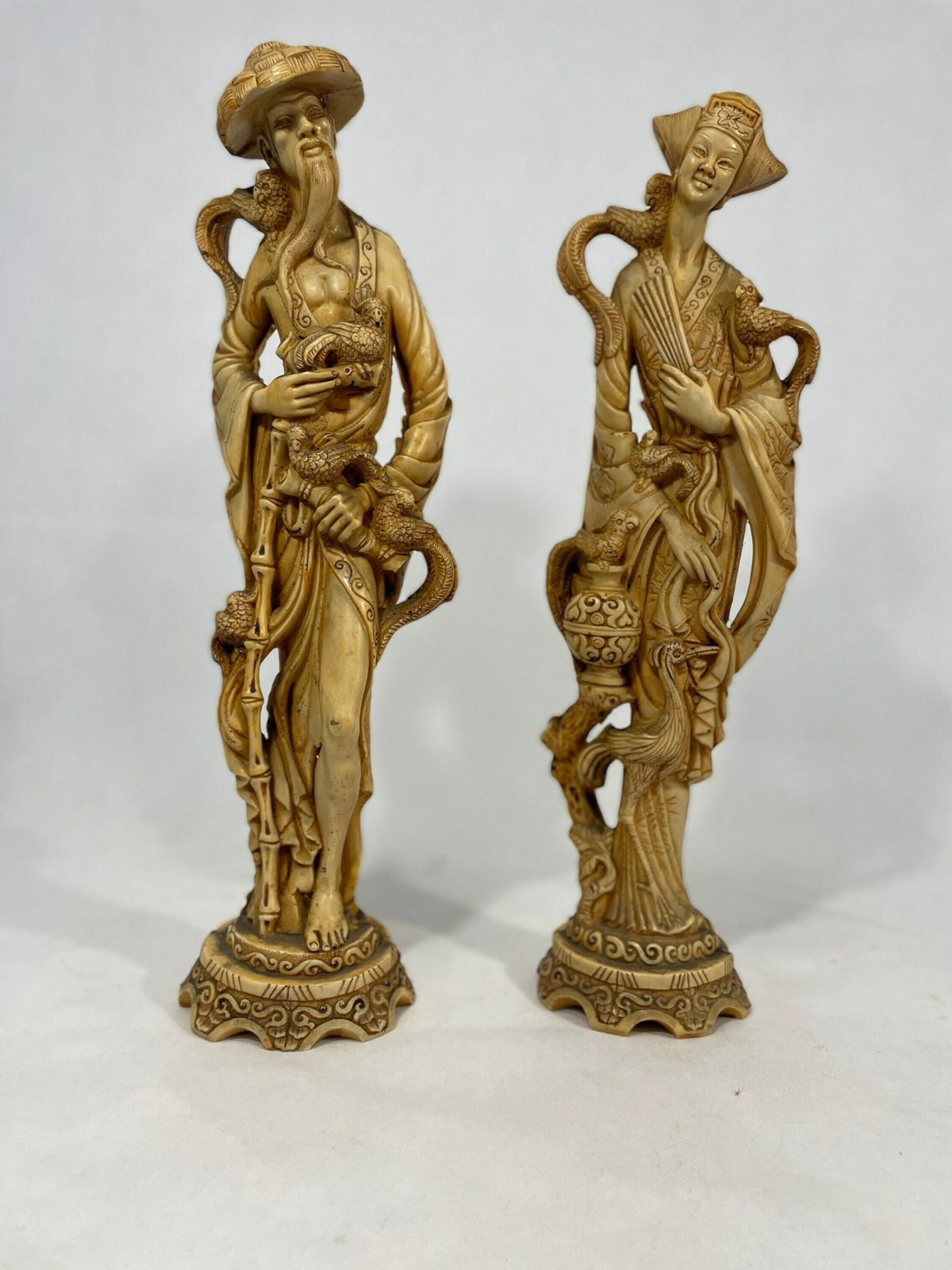 Vintage Chinoiserie Male And Female Statuary Of Good Luck /Vintage Decor/ Vintage Interior/ Asian Art/ Retro Decor