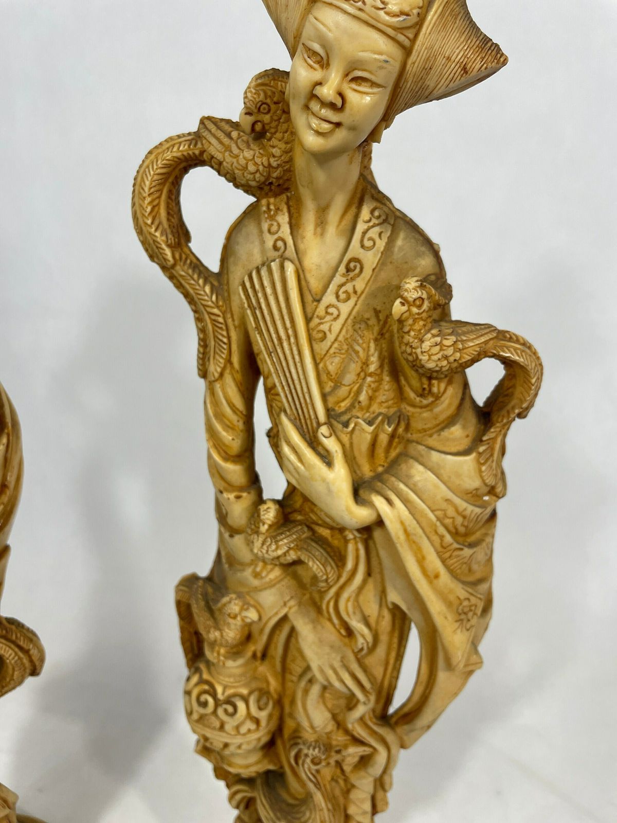 photo furniture Vintage Chinoiserie Male And Female Statuary Of Good Luck /Vintage Decor/ Vintage Interior/ Asian Art/ Retro Decor