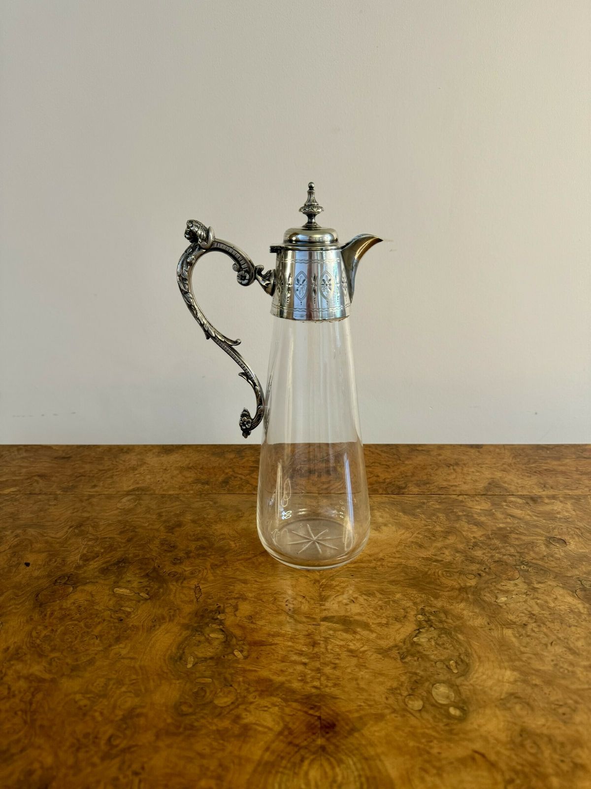 Wonderful Quality Victorian Glass And Silver Plated Claret Jug