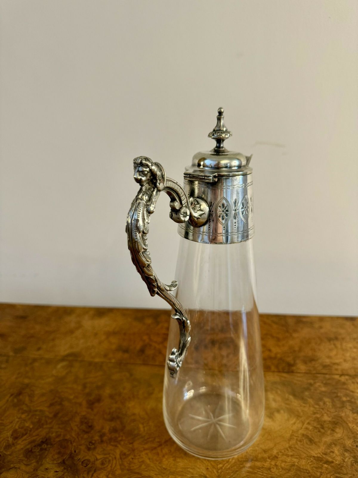 Wonderful Quality Victorian Glass And Silver Plated Claret Jug photo Home Decor
