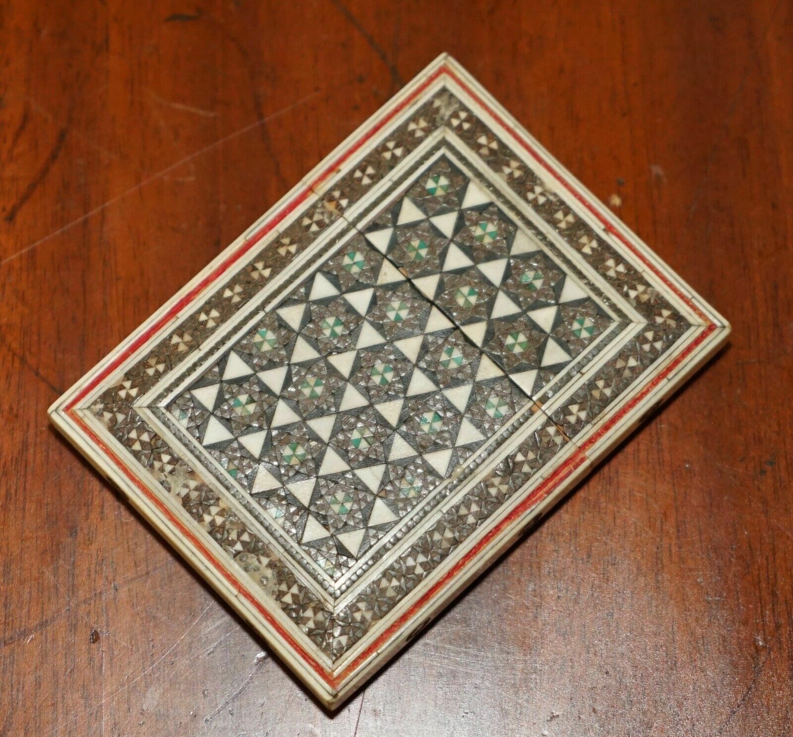 Original Antique Anglo Indian Export Sadeli Micro Mosaic Business Card Case