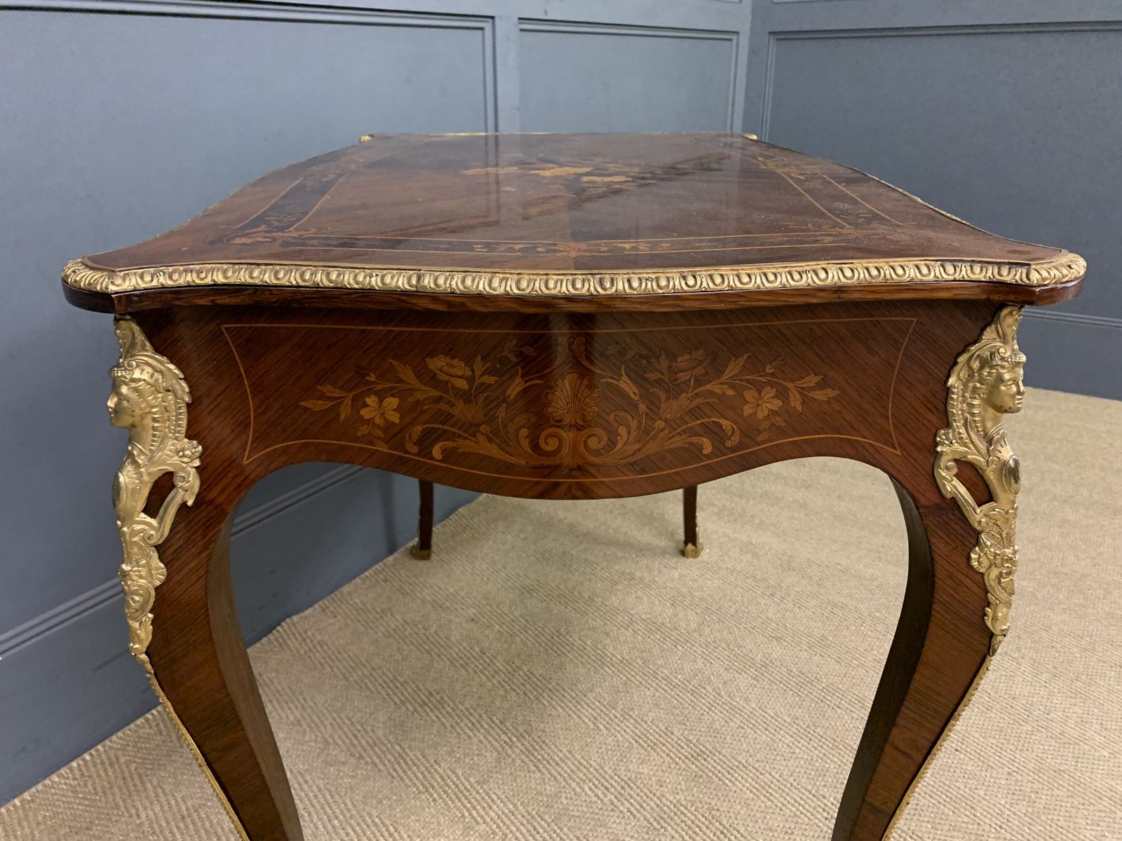 Furniture Inlaid Kingwood Floral Marquetry Table photo