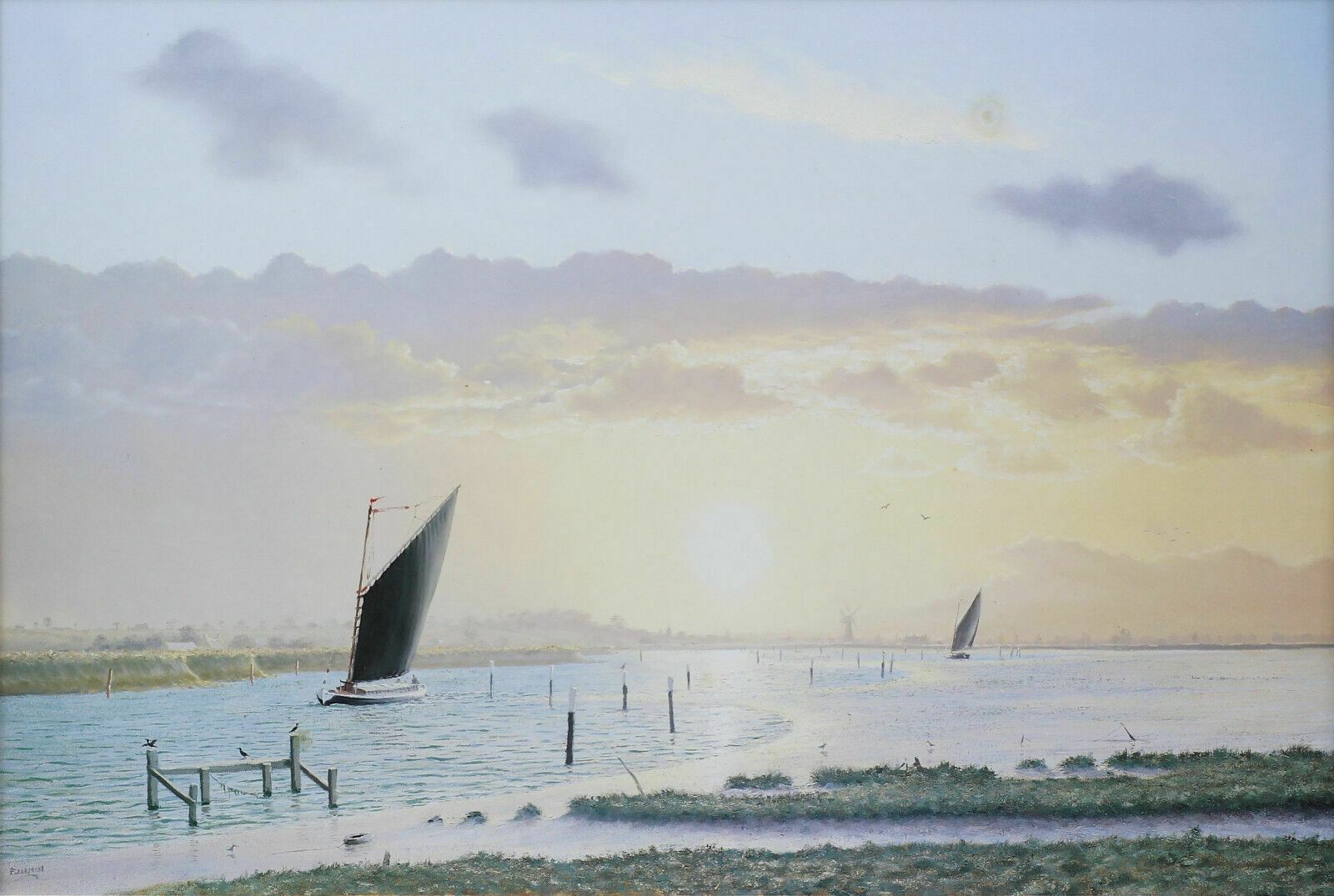 3 Prints Of Norfolk Wherries By Peter Bearman. photo for sale