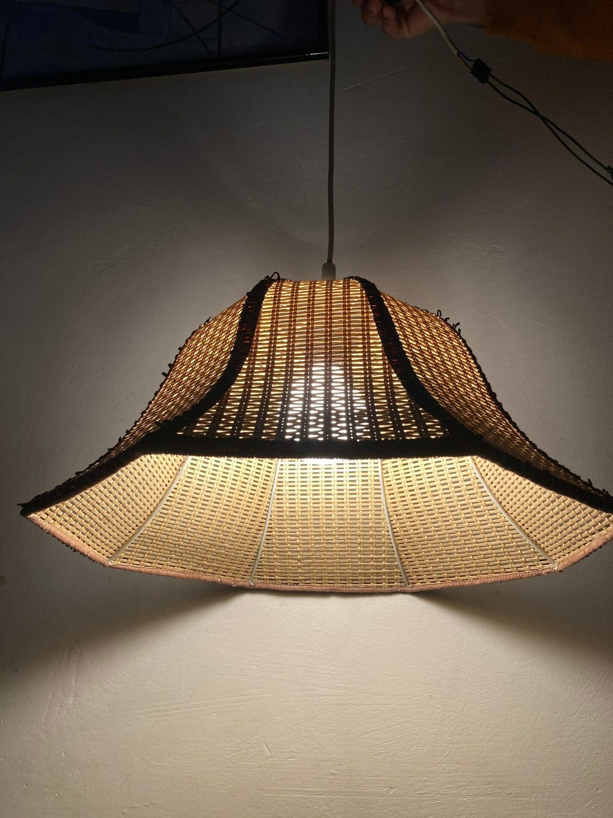 Vintage Cane Pendant70's/ Retro /Unique Ceiling/Bentwood Rattan Hanging /Vintage Decor/Accent Lamp/Boho Lamp photo furniture
