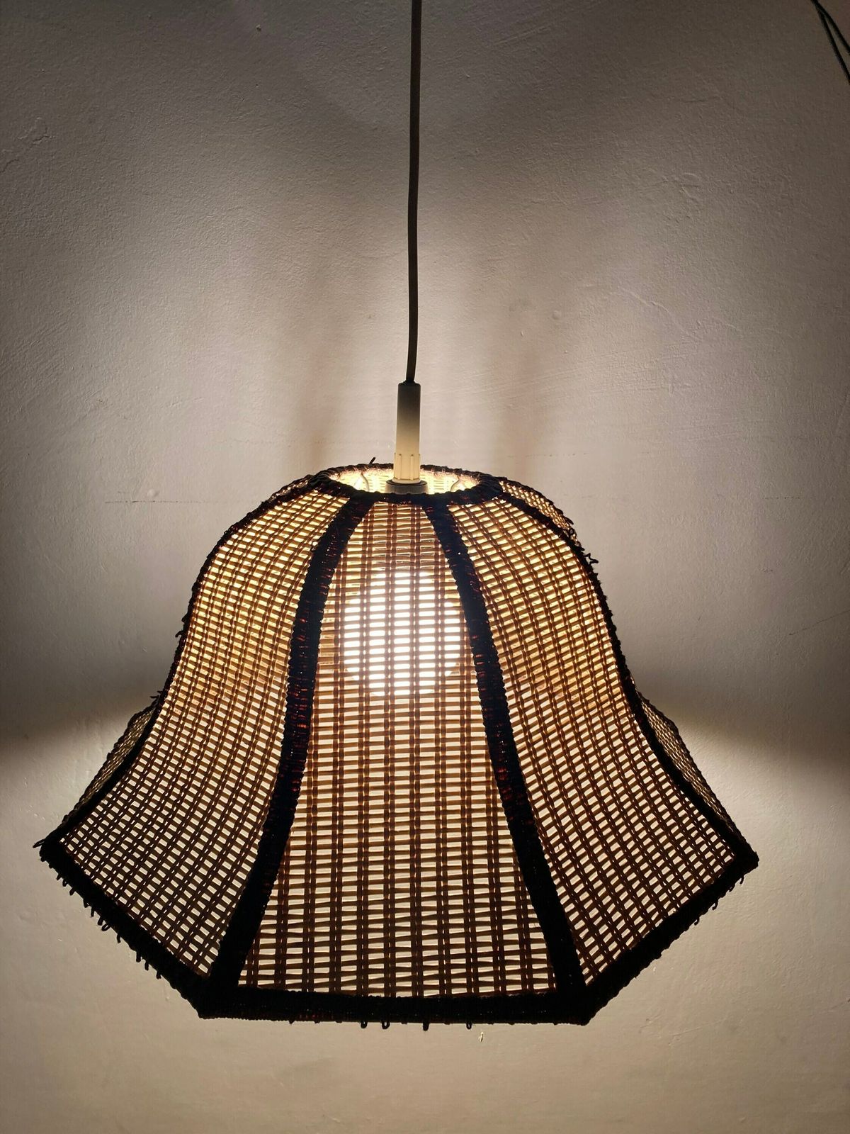 Vintage Cane Pendant70's/ Retro /Unique Ceiling/Bentwood Rattan Hanging /Vintage Decor/Accent Lamp/Boho Lamp photo vintage
