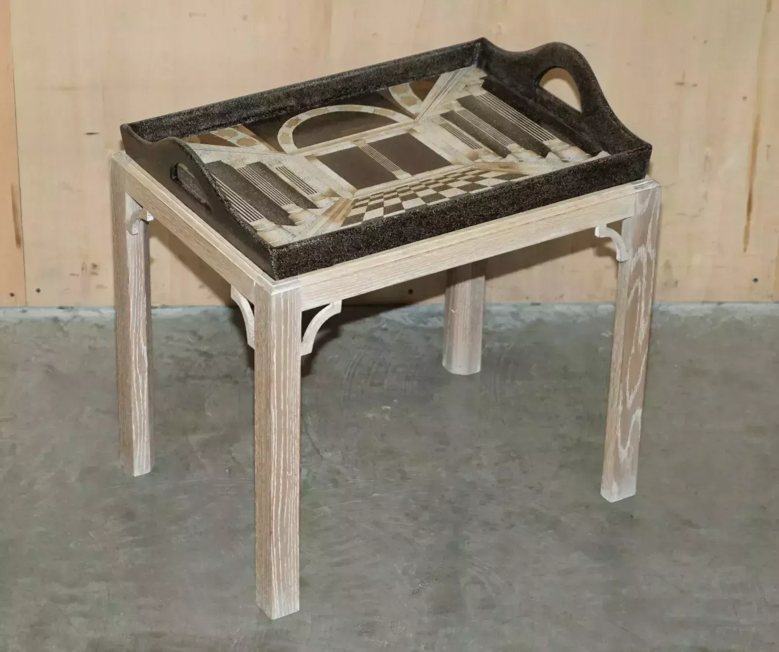 David Linley Perspective Tray Table With Italian Mosaic Tile Style Finish photo furniture