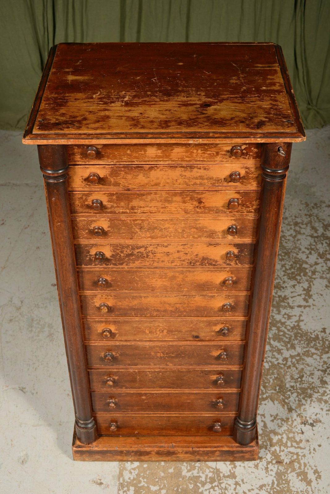 A William IV Distressed Pine And Mahogany Wellington Collector's Chest   C.1835 photo 895.0