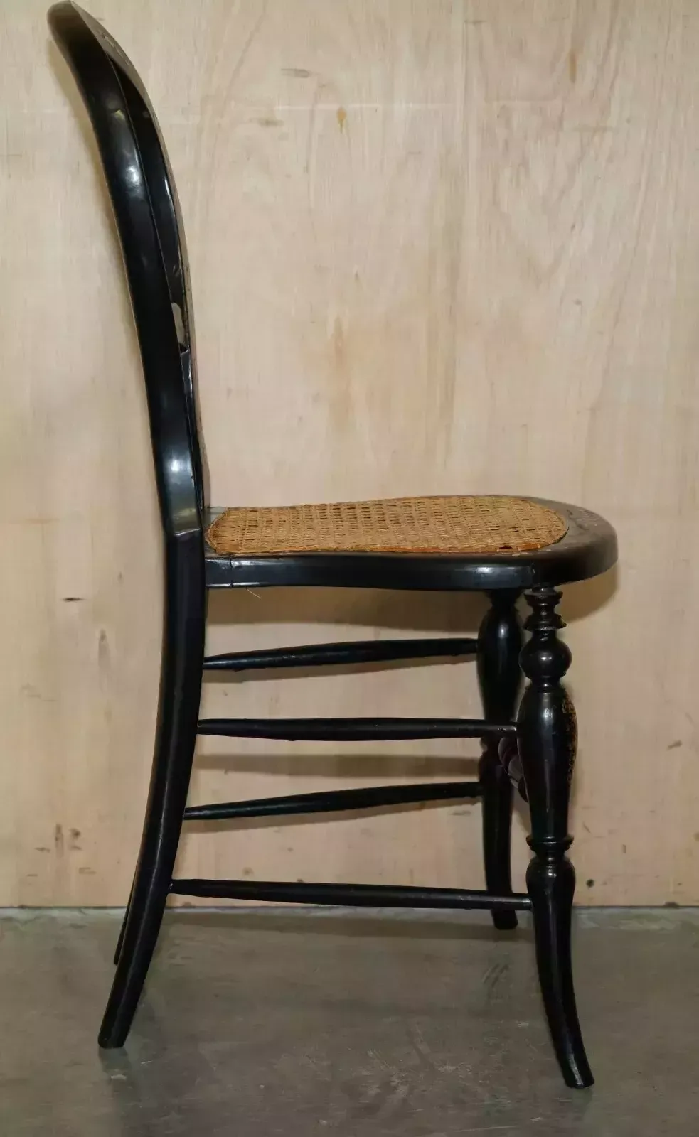 4000.0 Four Fine And Antique Regency Bergere Mother Of Pearl Ebonised Side Chairs photo
