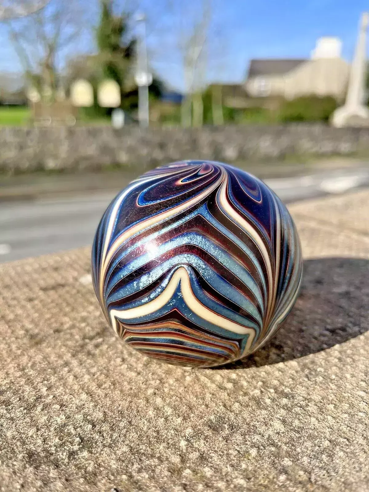 C1981 Iridescent Okra Spinarette Swirl Studio Glass Paperweight Richard Golding photo Home Decor