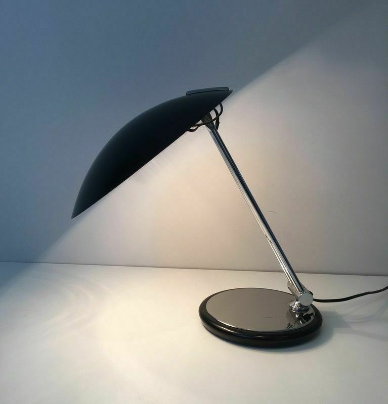 Swivel Design Desk Lamp In Chrome And Black Lacquered Metal photo furniture