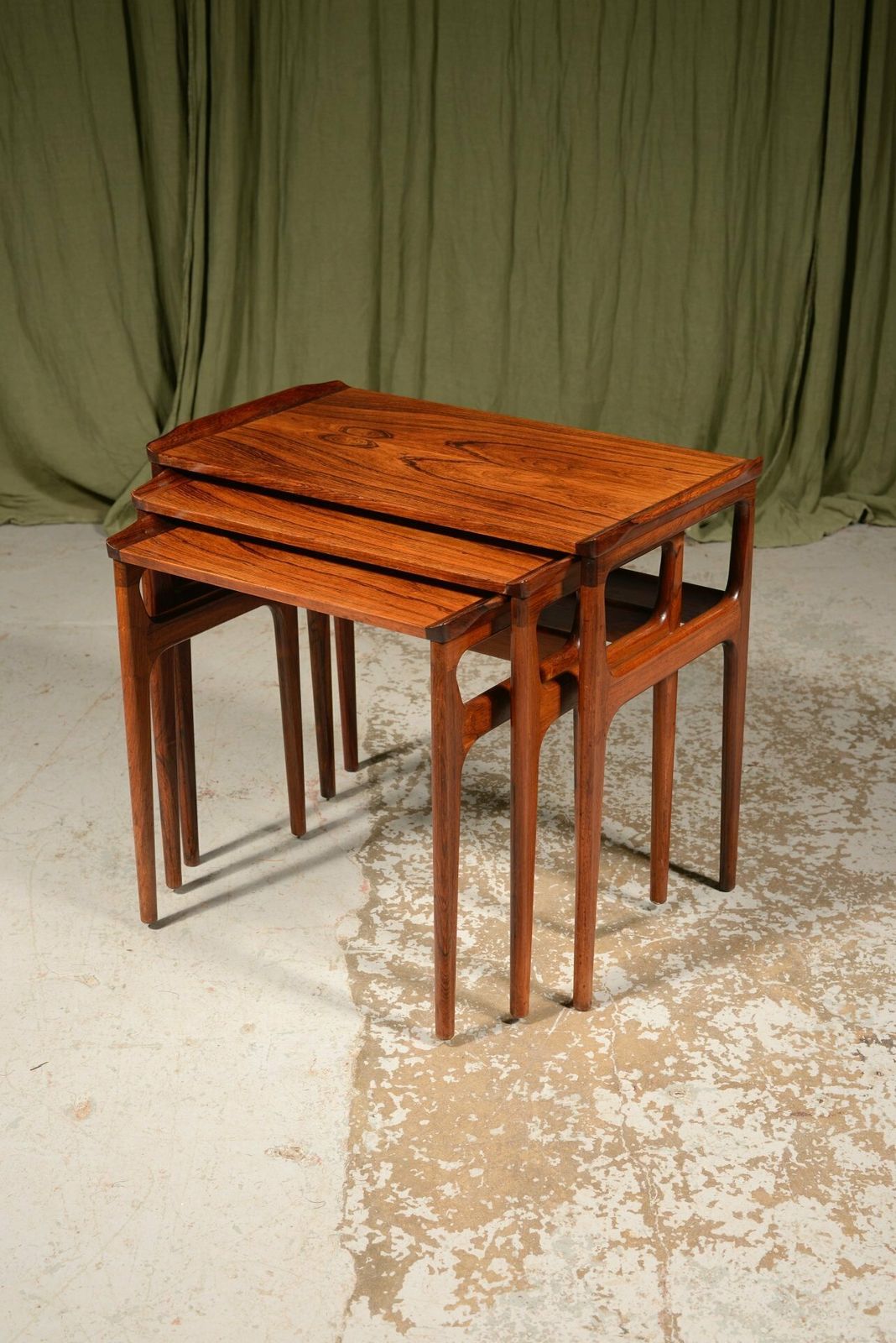 A Mid Century Nest Of Three Rosewood Tables By Domus Danica For Heltborg Møbler   C.1960 photo 780.0