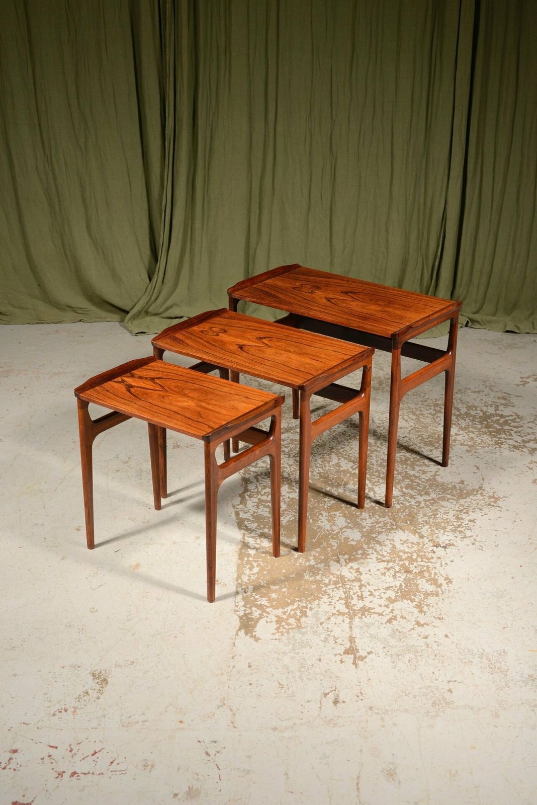 A Mid Century Nest Of Three Rosewood Tables By Domus Danica For Heltborg Møbler   C.1960 photo buy