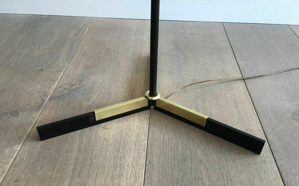 Designer Parquet Floor Lamp In Black Lacquered Metal And Brass photo buy