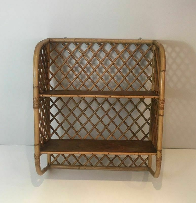 Rattan Wall Shelf. Attributed To Audoux Minet photo for sale