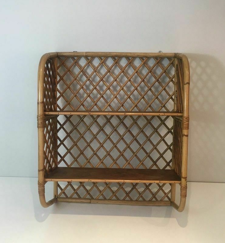 Rattan Wall Shelf. Attributed To Audoux Minet photo Furniture