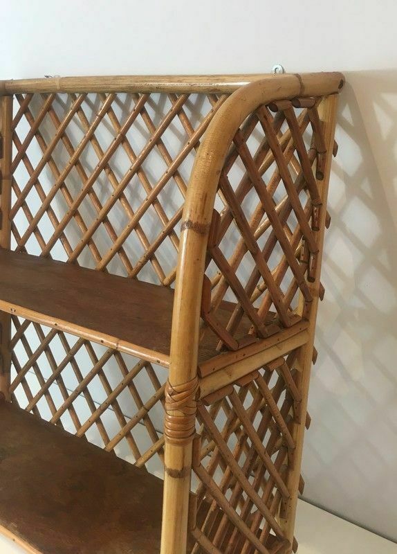 Rattan Wall Shelf. Attributed To Audoux Minet photo vintage