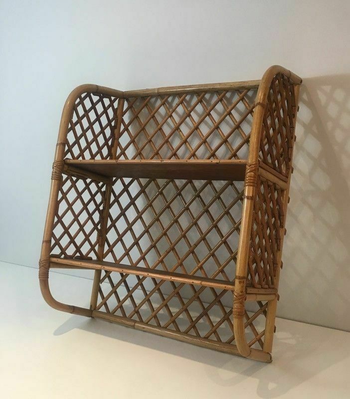 photo furniture Rattan Wall Shelf. Attributed To Audoux Minet